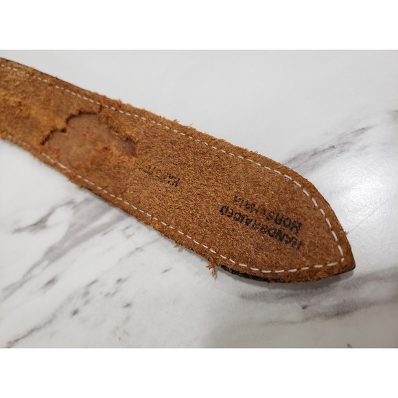 Braided Horse Hair Belt With Engraving On Leather‎ 40 Acorns Vintage Browns - Picture 5 of 8